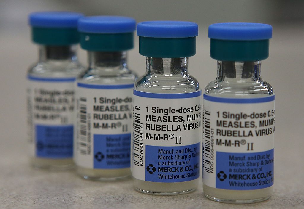 Bottles of MMR vaccines.