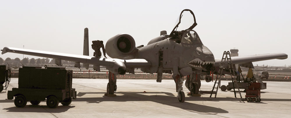 The A-10C Thunderbolt II is another aircraft suspected of being affected by counterfeit parts. One aircraft is seen undergoing routine inspection at Kandahar Airfield, Afghanistan on Jan. 11, 2011.