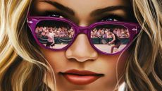 The Challengers poster features a large image of Zendaya wearing sunglasses that reflect two tennis players