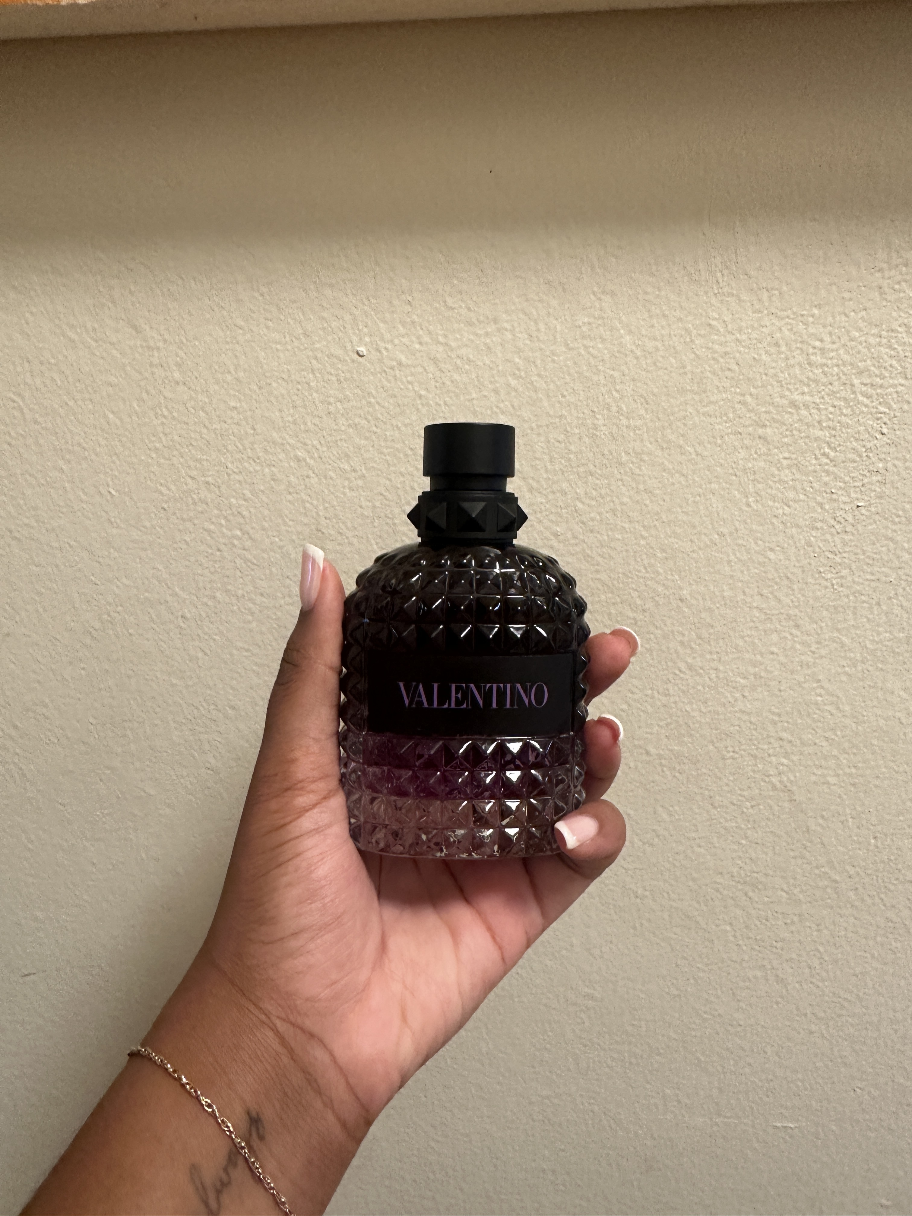 Ariel Baker testing Valentino Uomo Born in Roma Purple Melancholia Eau de Toilette&amp;nbsp;