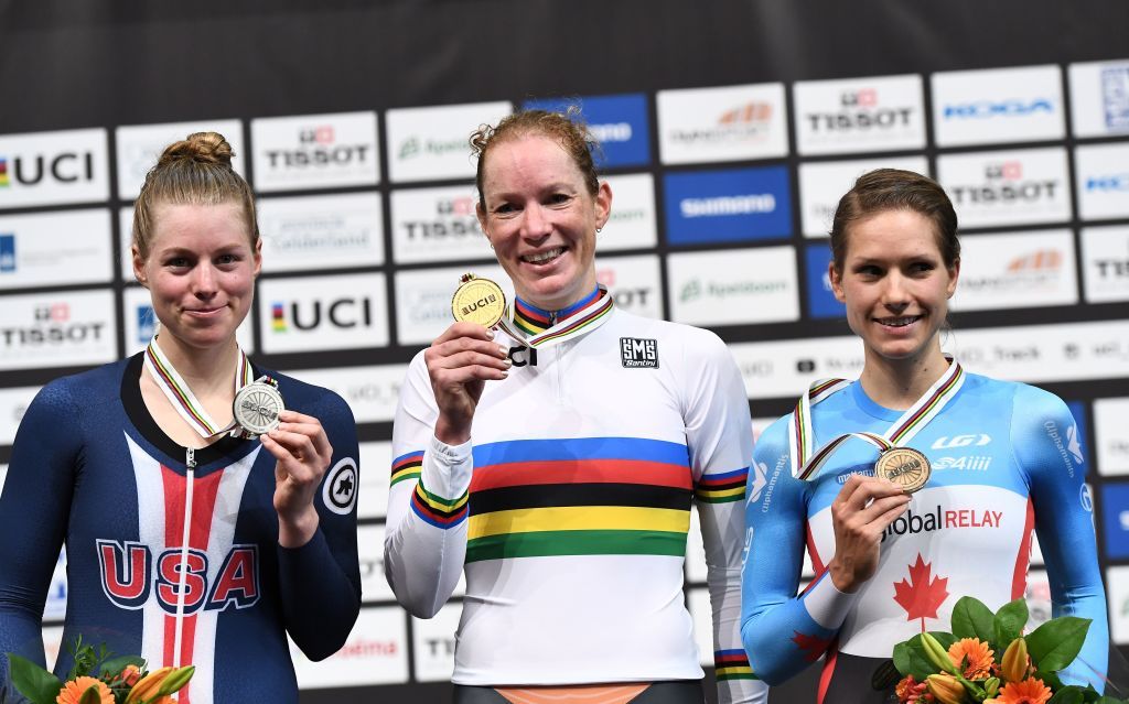 Jen Valente (USA), Kirsten Wild (Netherlands) and Jasmin Duehring (Canada)