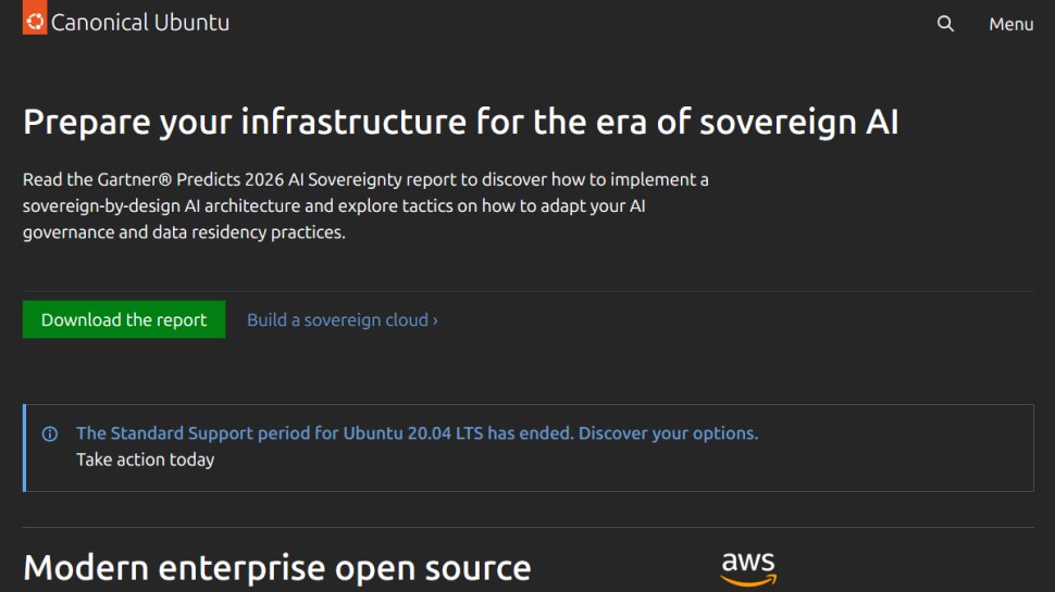 Ubuntu website screenshot (December 2025).