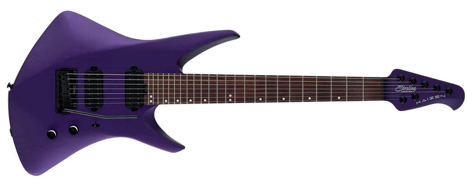 The Sterling By Music Man Kaizen is a more affordable version of the Animals As Leaders guitarist Tosin Abasi's signature model, and is offered here in Firemist Purple Satin and Stealth Black.