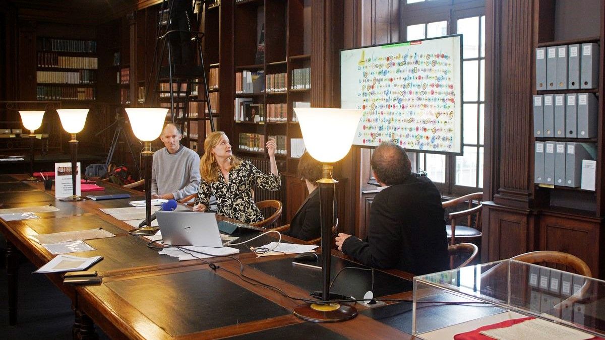The researchers talk about their work at a press conference at Stanislas Library on Nov. 23.