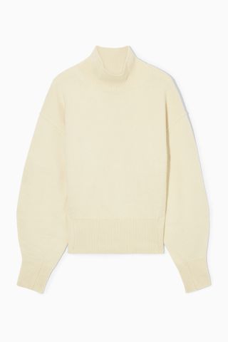 Funnel-Neck Waisted Wool Jumper