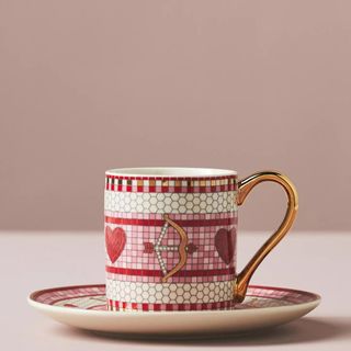 The Bistro Tile Stoneware Espresso Cup & Saucer: Valentine's Edition