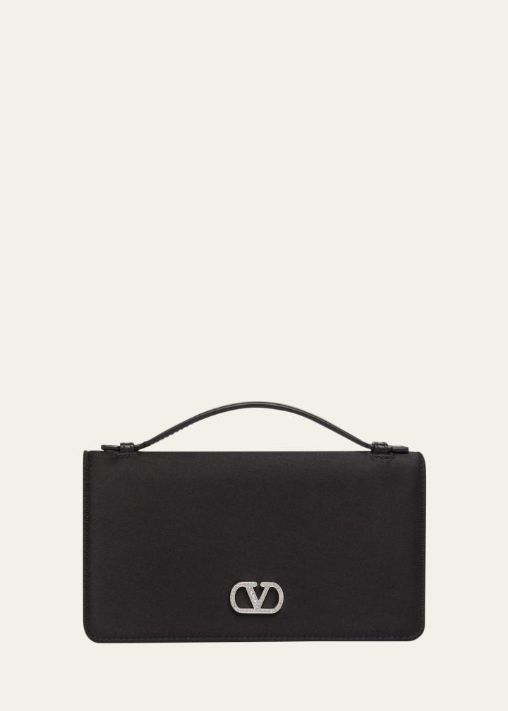 Crystal Vlogo Satin Top-Handle Bag