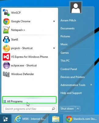 Click All Programs on the Start Menu