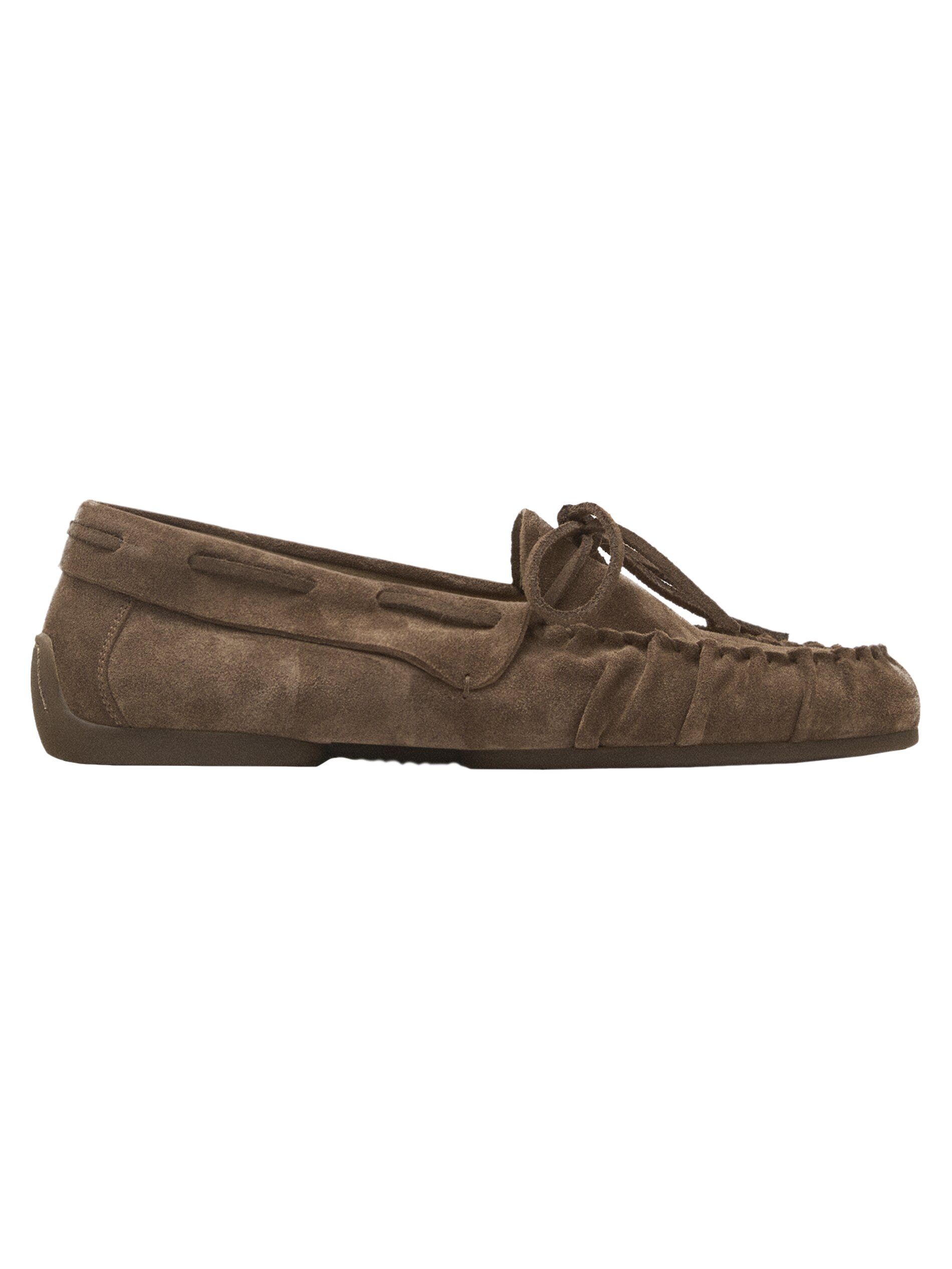 Gathered Split Suede Loafers