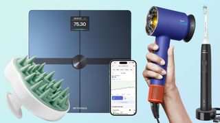 Stemgro Scalp Stimulating Silicone Brush, Dyson Supersonic Nural, Withings Body Smart Scale and Philips Sonicare 4100 Power Toothbrush