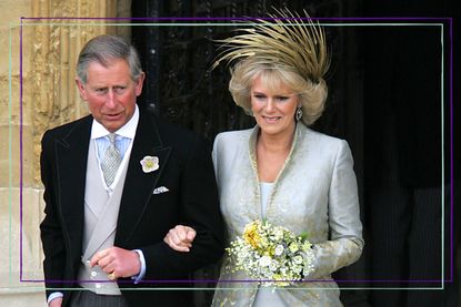 King Charles and Camilla leaving their wedding service