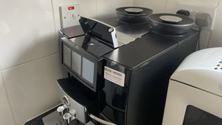 JURA GIGA 10 coffee machine, power button cover open