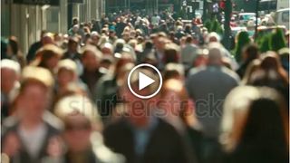 Large crowd of people walking