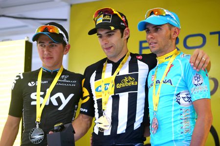 The stage 7 top three Youcef Reguigui, Sebastian Henao and Valerio Agnoli
