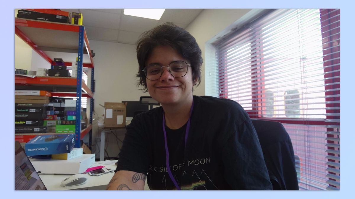 A screenshot of Staff Writer Nikita Achanta trying the Elgato Facecam Pro 4K webcam