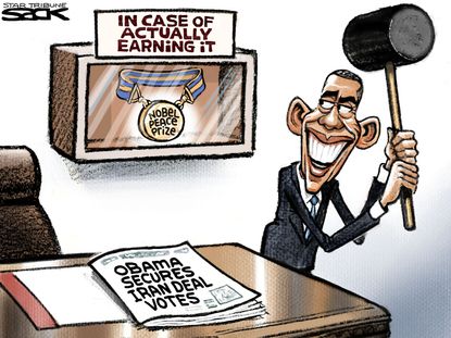 Obama cartoon Iran Deal Nobel