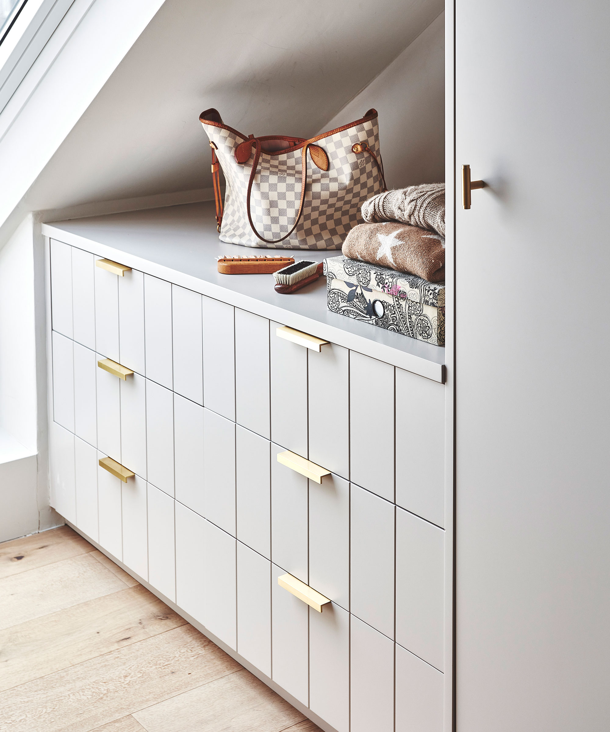 built-in bedroom storage into eaves