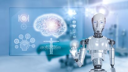 An AI robot looks at medical information