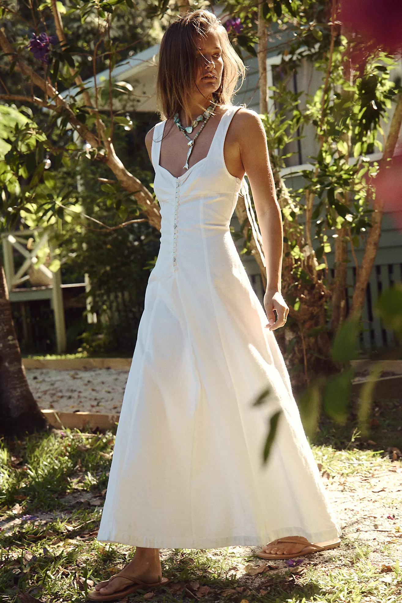 Holland Stretch Linen Midi Dress
