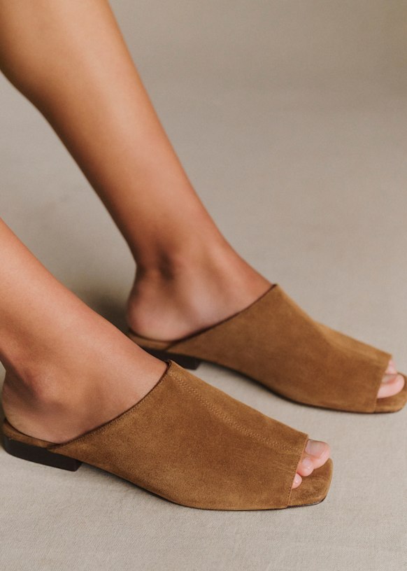 Low Bruna Mules - Taupe - Split Cowhide Leather - S&amp;eacute;zane