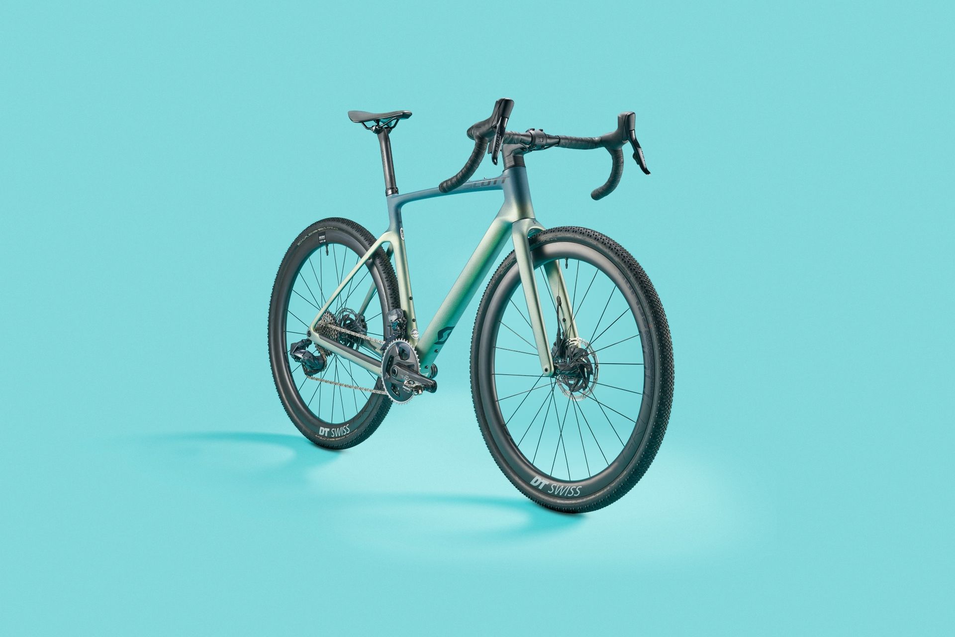 Scott Addict Gravel bike on a blue background