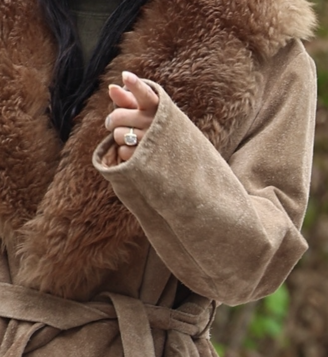 close-up of Zo&amp;euml; Kravitz's engagement ring with her rich-girl look