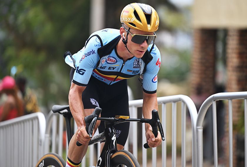 KIGALI, RWANDA - SEPTEMBER 24: Remco Evenepoel of Team Belgium during the training prior to the 98th UCI Cycling World Championships Kigali 2025 - Previews, on September 24, 2025 in Kigali, Rwanda. (Photo by Dario Belingheri/Getty Images)
