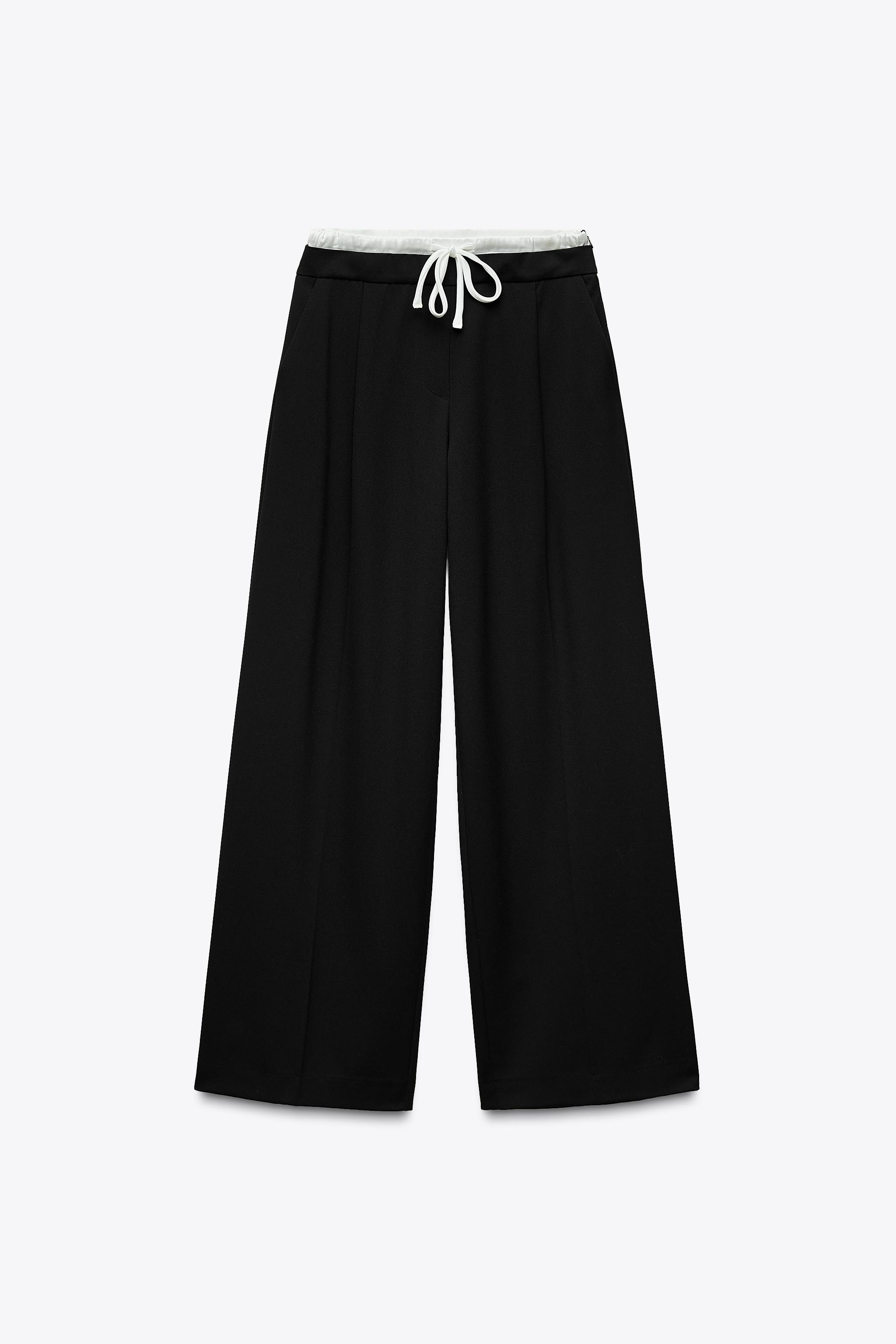 Wide-Leg Trousers With Double Waistband