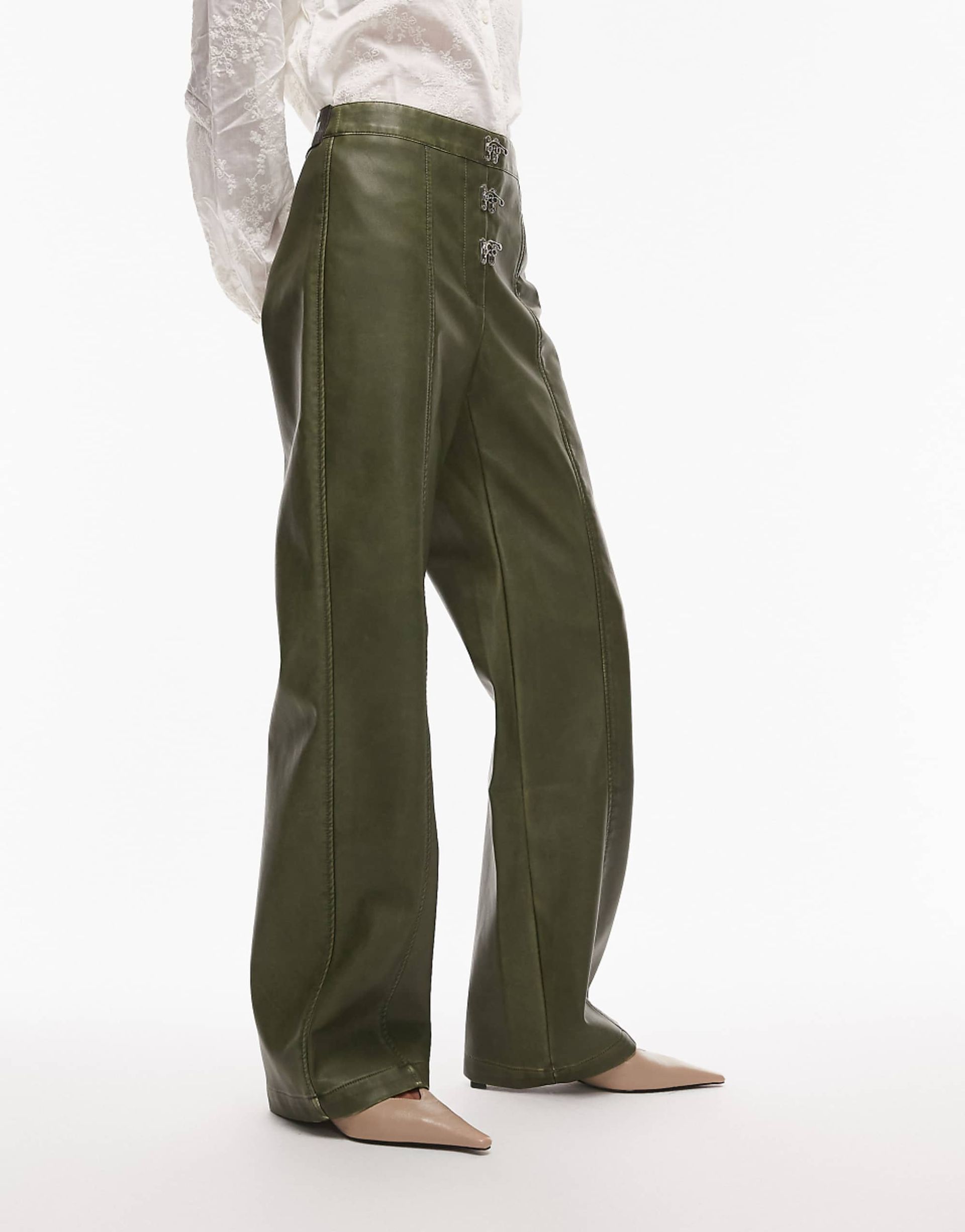 Laagam Ronnie High Waist Pants in Khaki