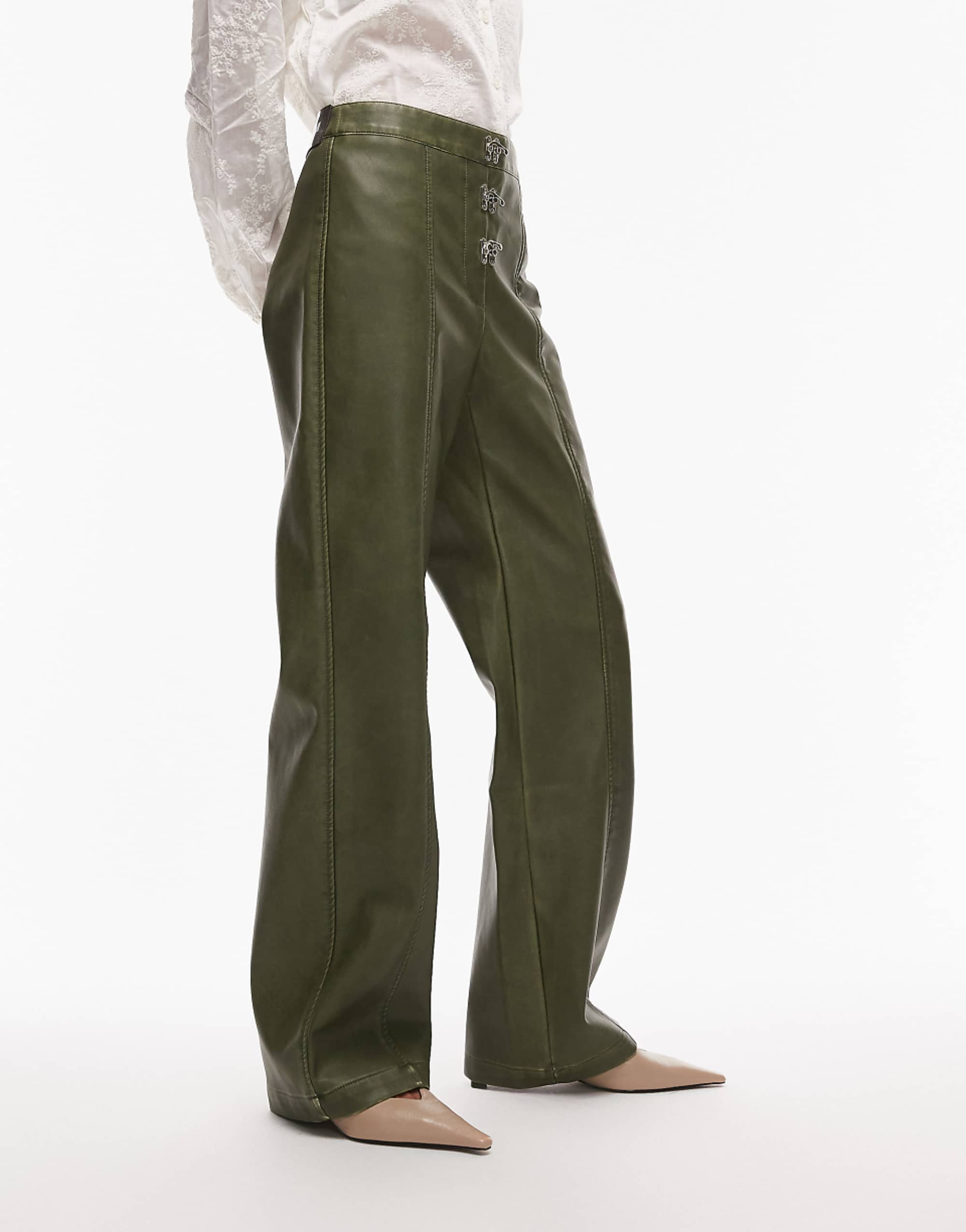 Laagam Ronnie High Waist Pants in Khaki