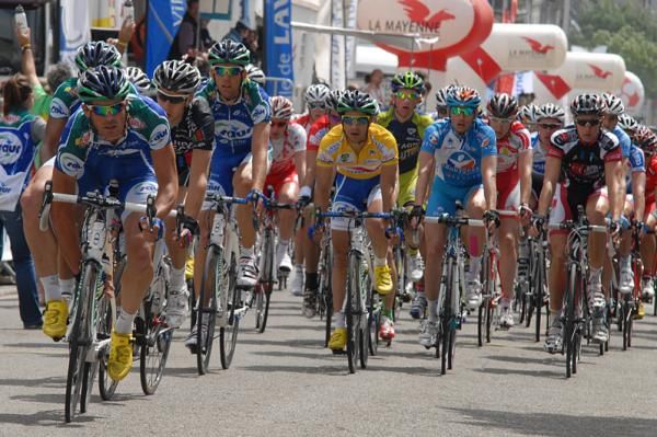 Overall leader Jeremie Galland was feeling good, tucked away in the peloton.