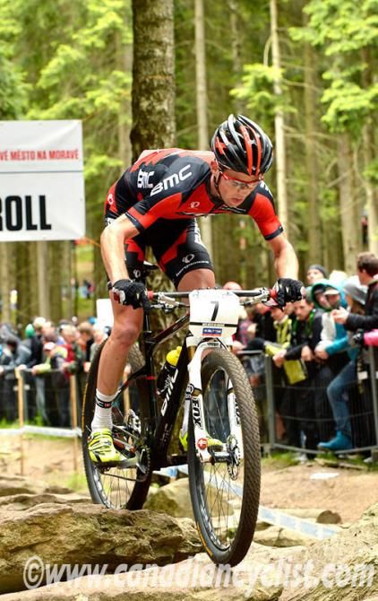 Lukas Fl&uuml;ckiger (BMC Mountainbike Racing Team) gets his weight forward