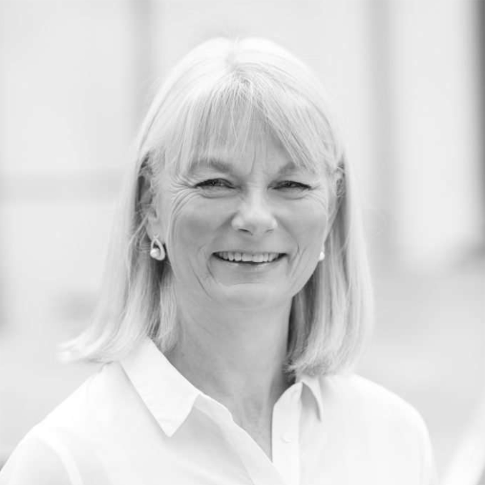 Black and white photo of Elaine Penhaul