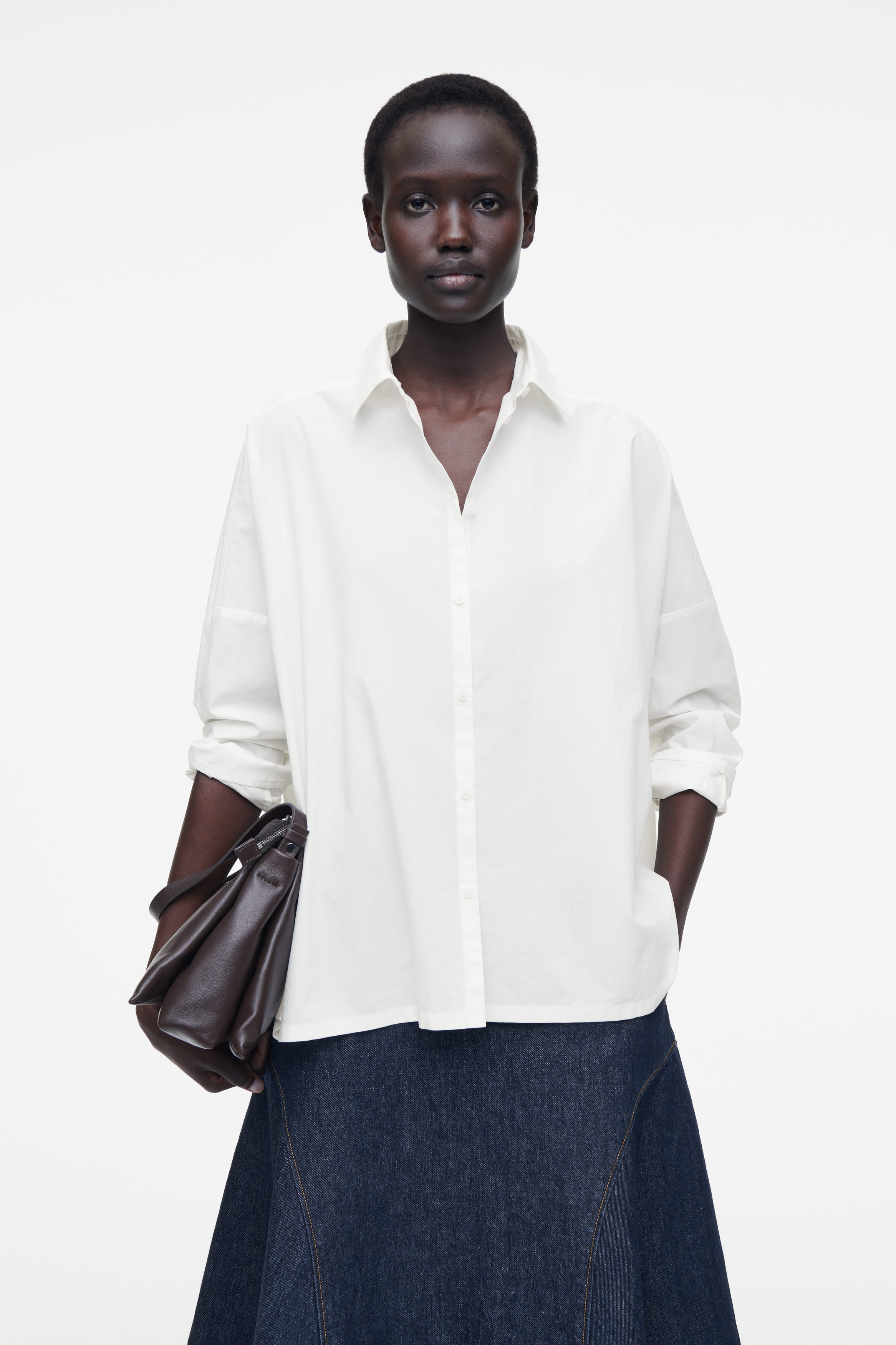Oversized Pleat-Back Cotton Shirt