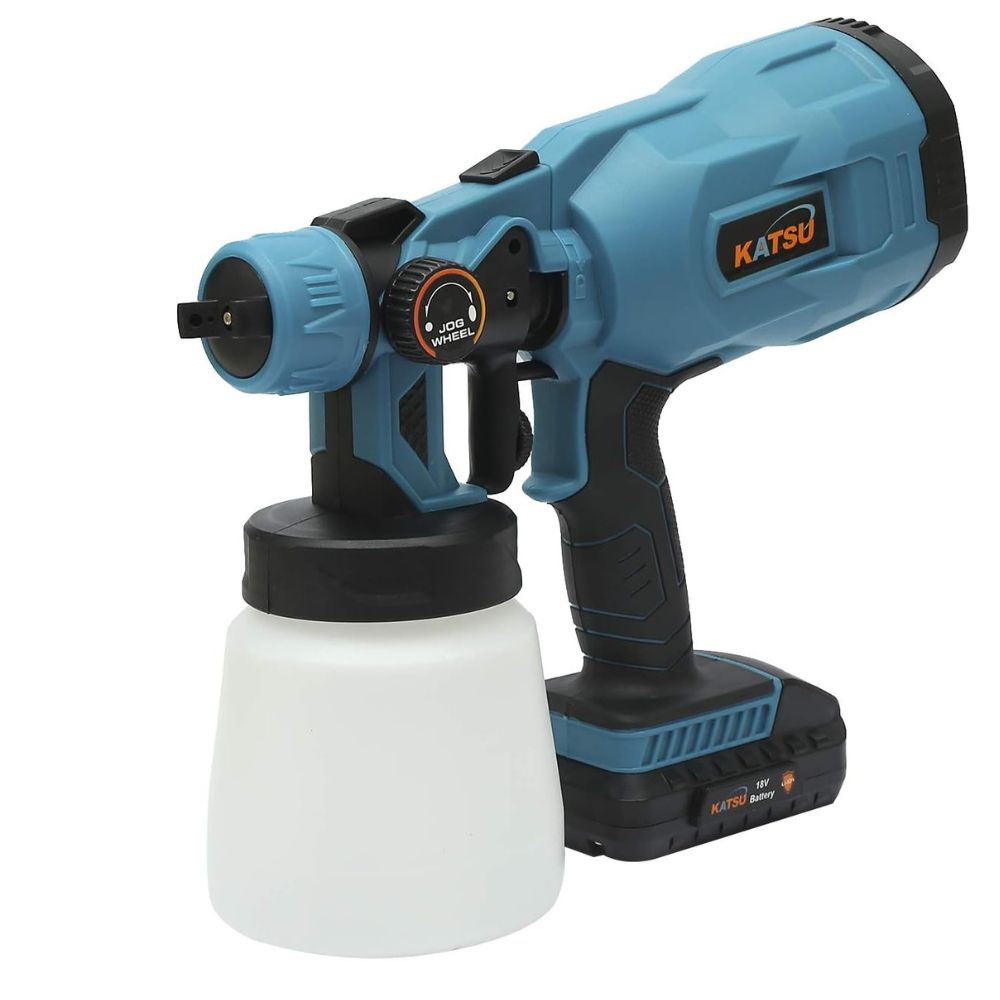 KATSU 18V Cordless Battery Power Paint Painting Sprayer cut out on white background
