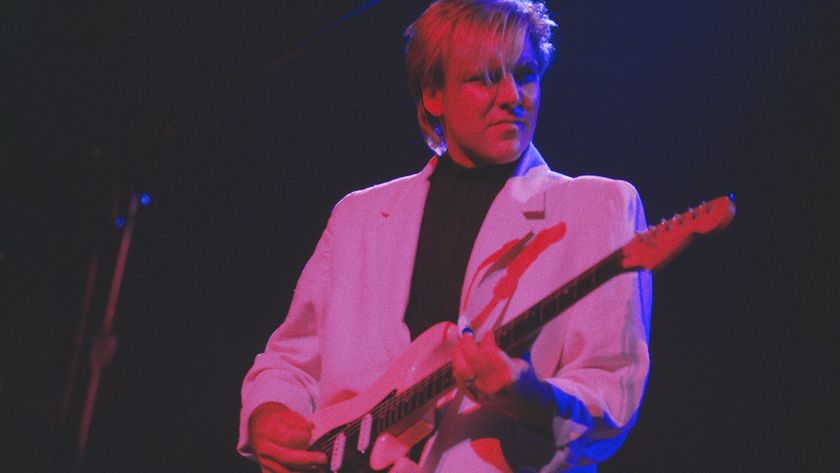 Alex Lifeson of Canadian progressive rock trio, Rush, performing on stage, United States, 17th September 1984. (Photo by David Tan/Shinko Music/Getty Images)