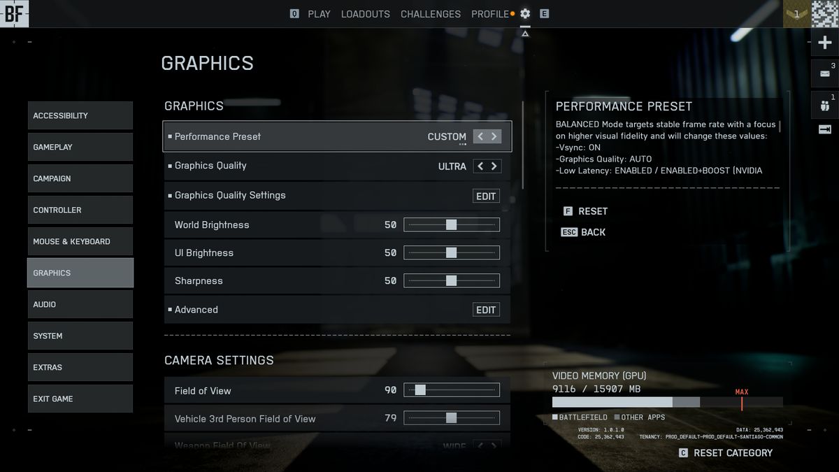 Graphics setting menus in Battlefield 6, showing various upscaling and graphics options