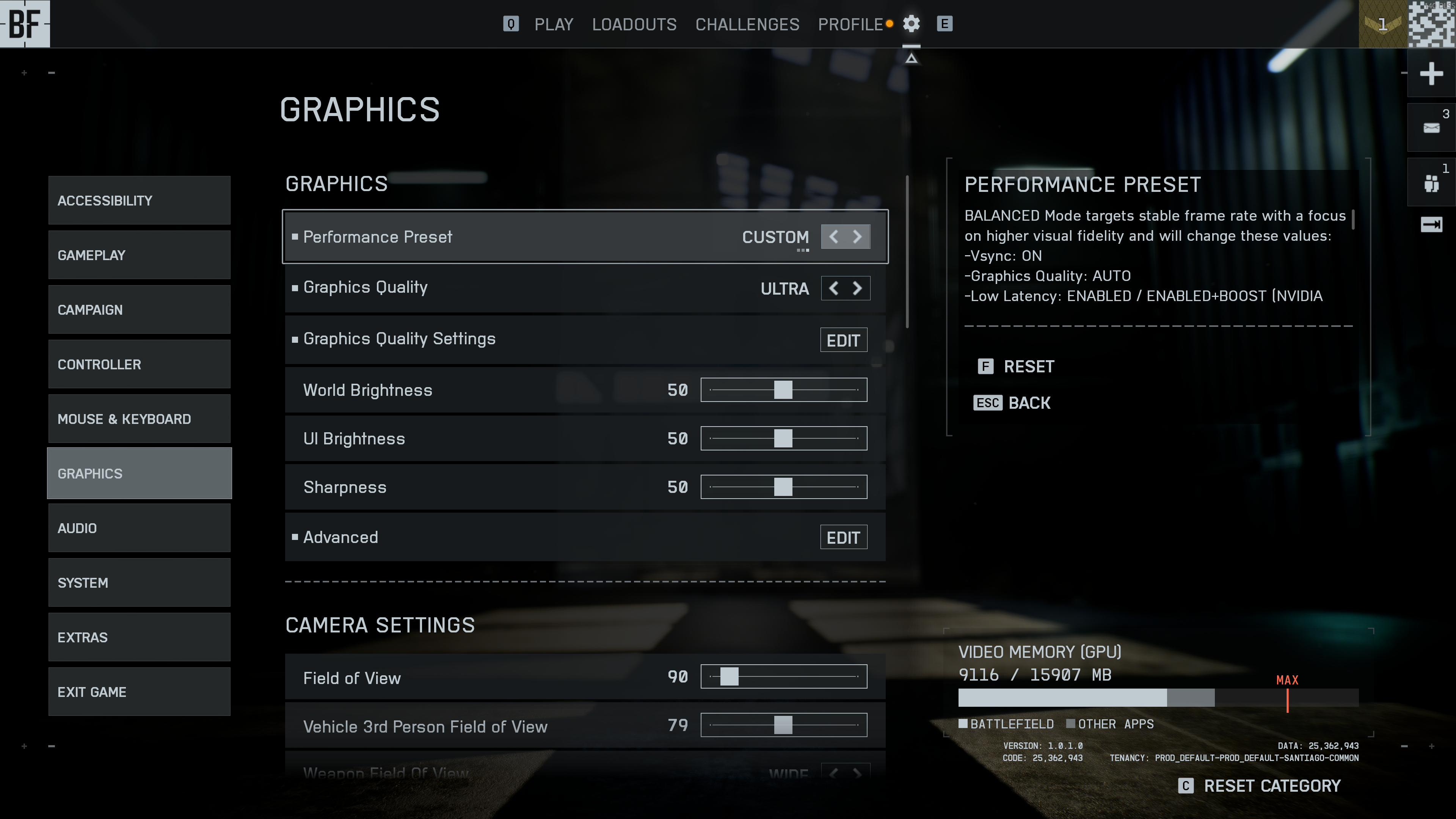 Graphics setting menus in Battlefield 6, showing various upscaling and graphics options