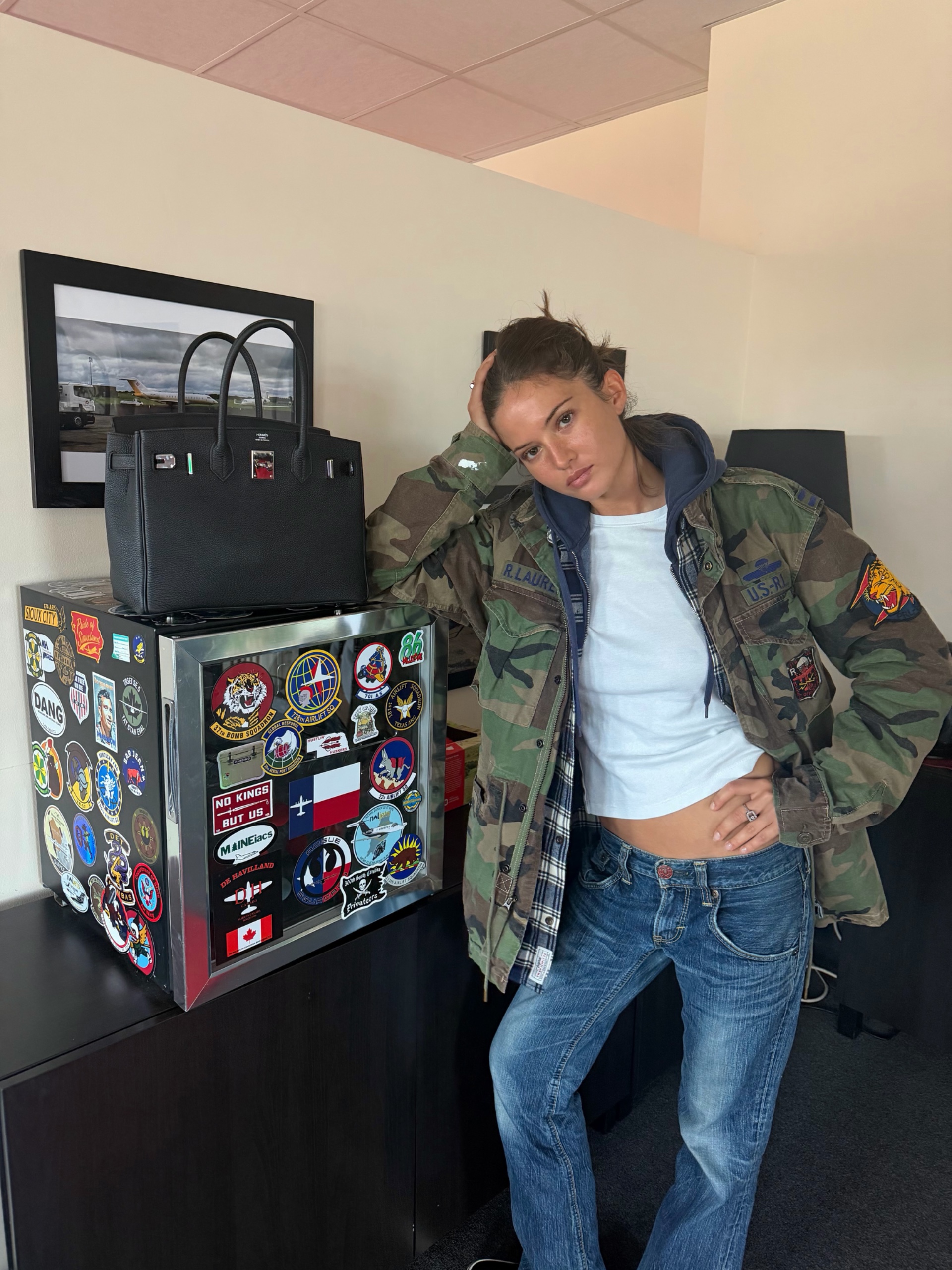Ruby Lyn in a camo jacket.