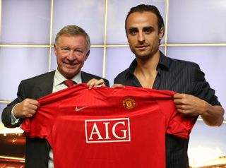 Dimitar Berbatov pictured with Sir Alex Ferguson after signing for Manchester United in September 2008.