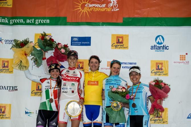 Elite women overall podium: Eva Lechner, Katrin Leumann, Marianne Vos, Adelheid Morath, Sabine Spitz