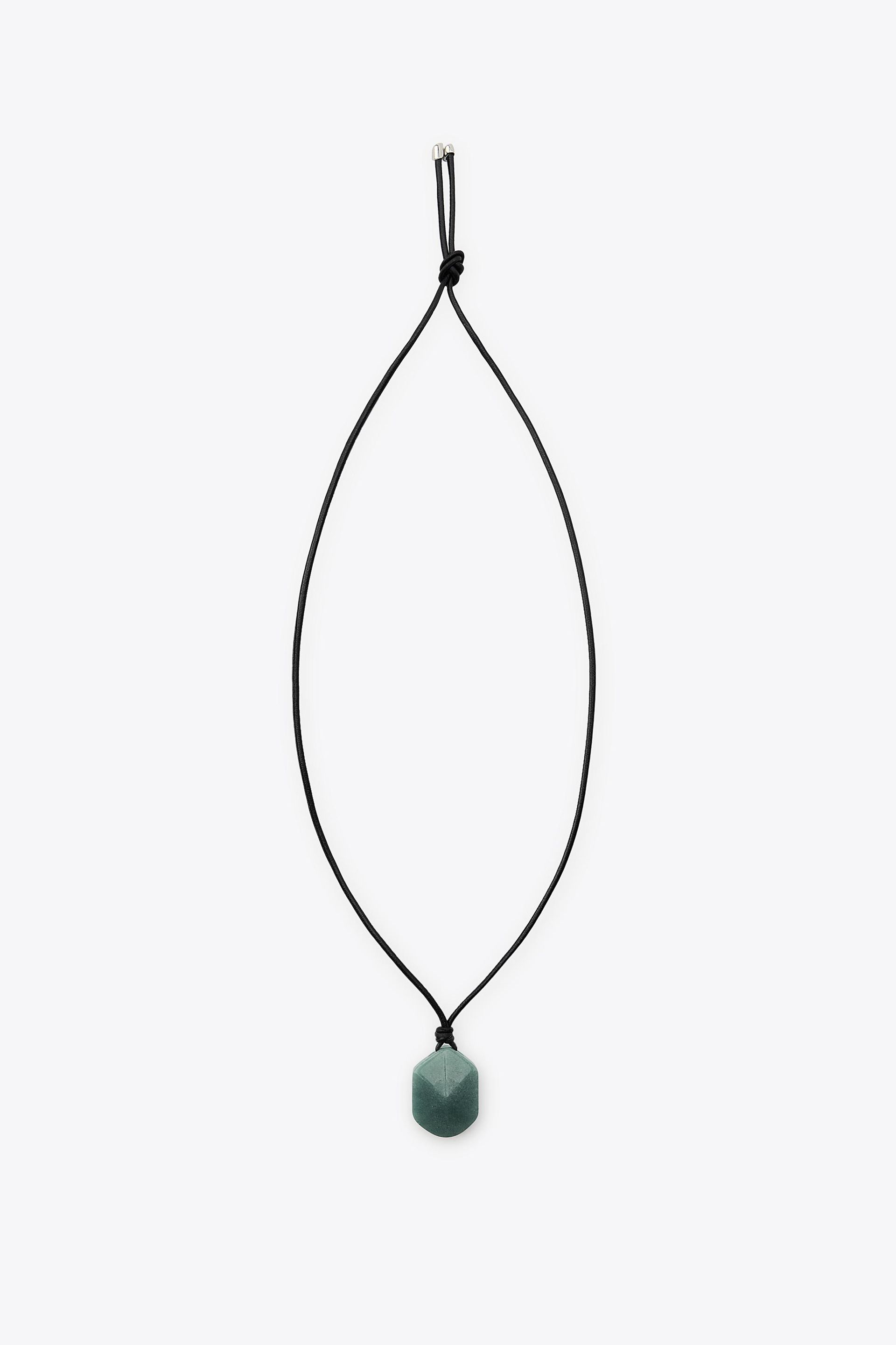 Leather Cord Stone Necklace