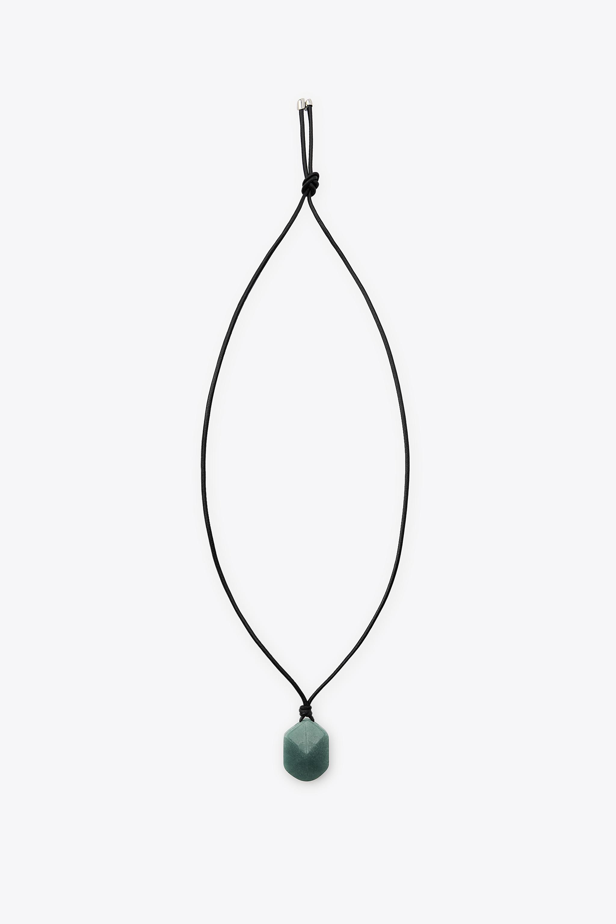 Leather Cord Stone Necklace
