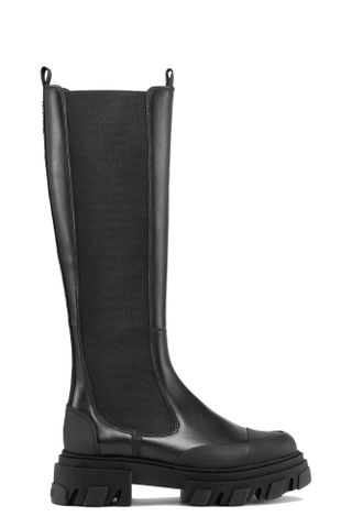 GANNI, Black Stitch Cleated High Chelsea Boots