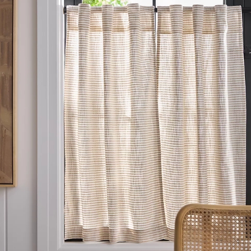 Anthropologie, Mindra Striped Cotton Café Curtains, Set of 2