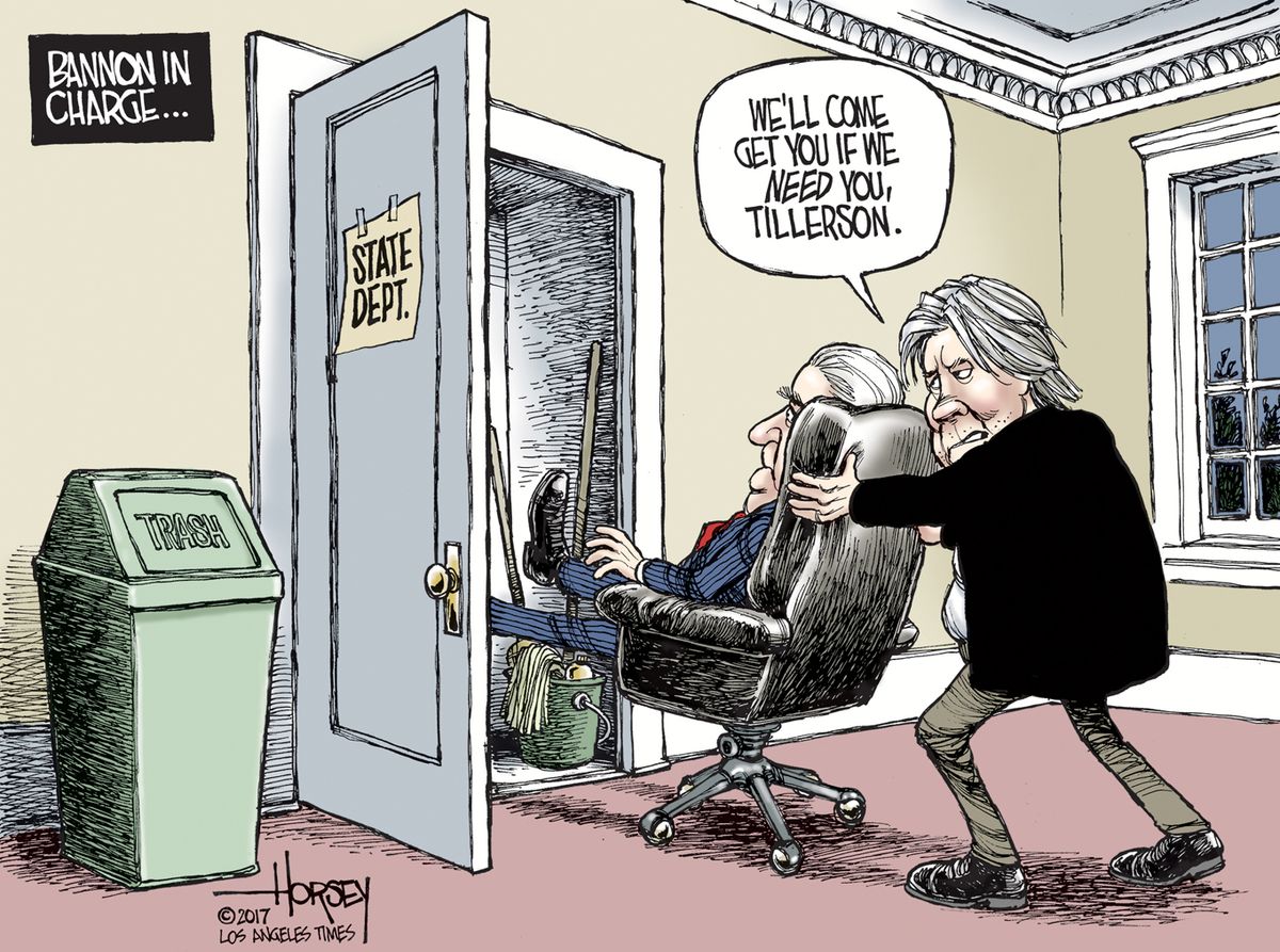 Political Cartoon U.S. Tillerson Bannon State Department White House ...