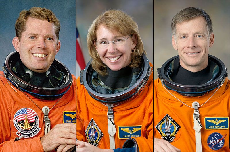 The 2022 class of U.S. Astronaut Hall of Fame inductees includes space shuttle veterans David Leestma (at left), Sandy Magnus and Chris Ferguson. They will be enshrined at a June 11, 2022 public ceremony at the Kennedy Space Center Visitor Complex.