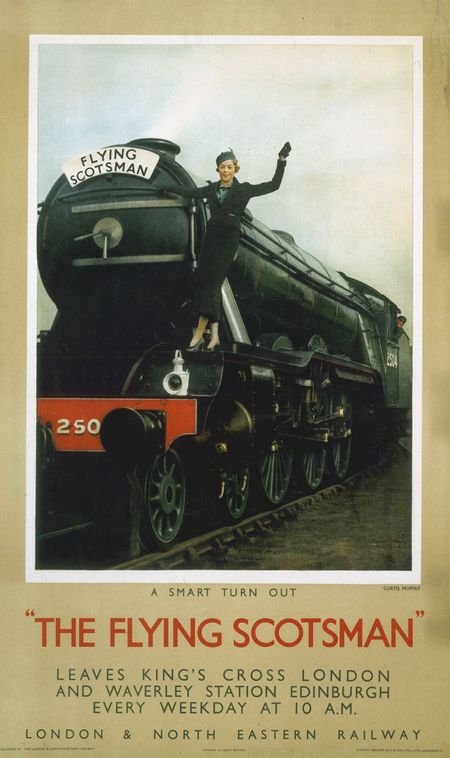 A poster produced for the London & North Eastern Railway (LNER) to promote rail services between King's Cross Station, London and Waverley Station, Edinburgh. (Photo by SSPL/Getty Images)