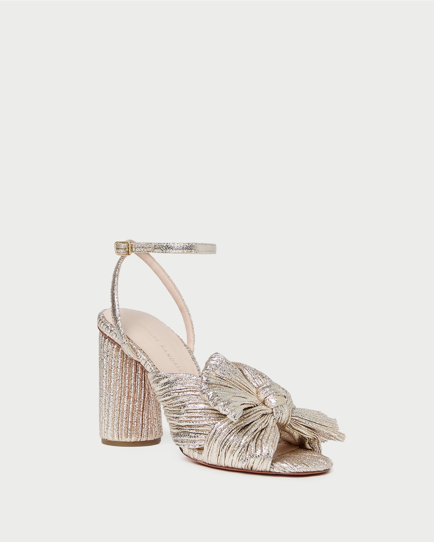 Camellia Champagne Pleated Bow Heel - Champagne / 5