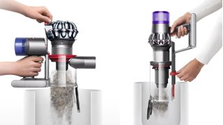 Dyson V10 and V8 bin empty mechanisms